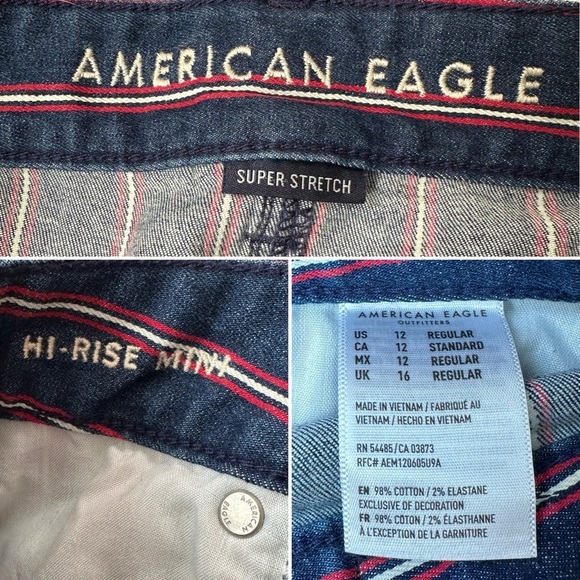 American Eagle Hi-Rise Mini‎ Super Stretch Blue Striped Denim Skirt Size 12 - Picture 16 of 16